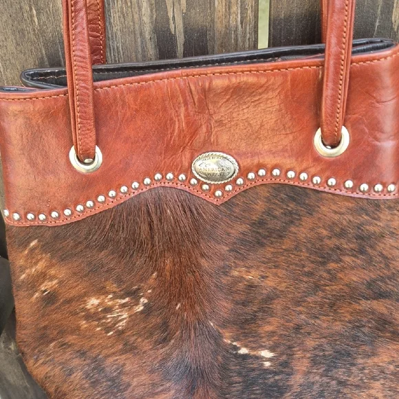 American West Rich Brown Leather and Fur Shoulder Bag - Picture 3 of 12